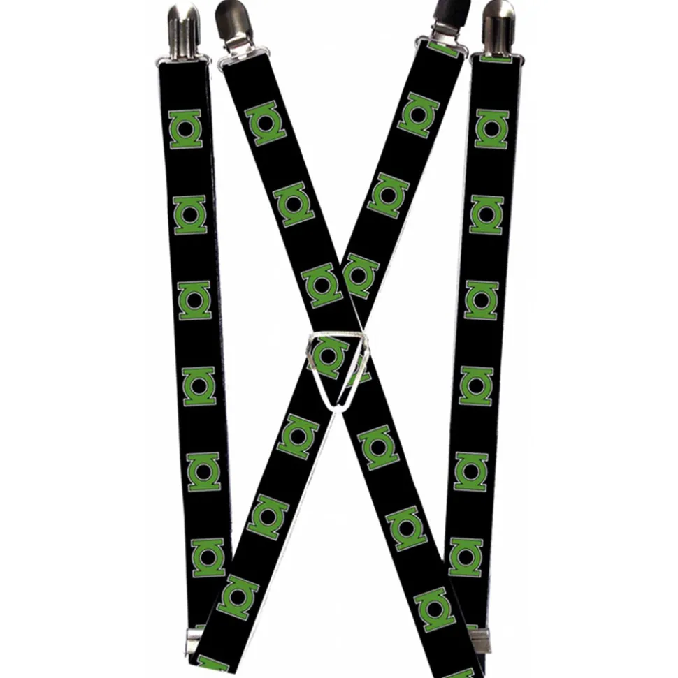 Suspenders - 1.0" - Green Lantern Logo Black Green