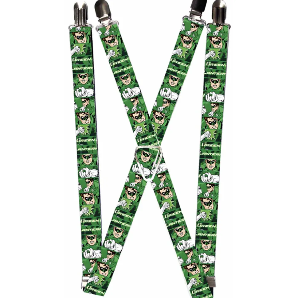 Suspenders - 1.0" - Green Lantern Green Glow w Text