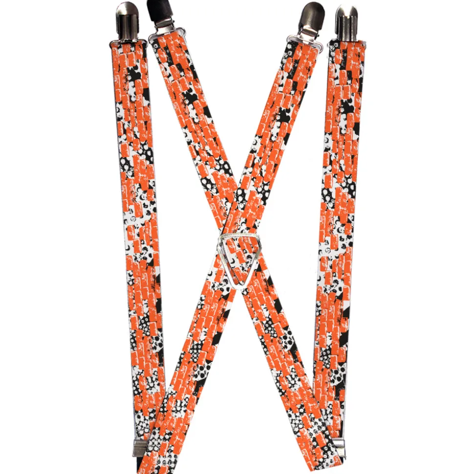 Suspenders - 1.0" - Grunge Bricks Orange