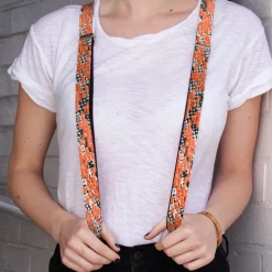 Suspenders - 1.0" - Grunge Bricks Orange