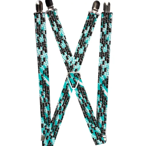 Suspenders - 1.0" - Grunge Bricks Green