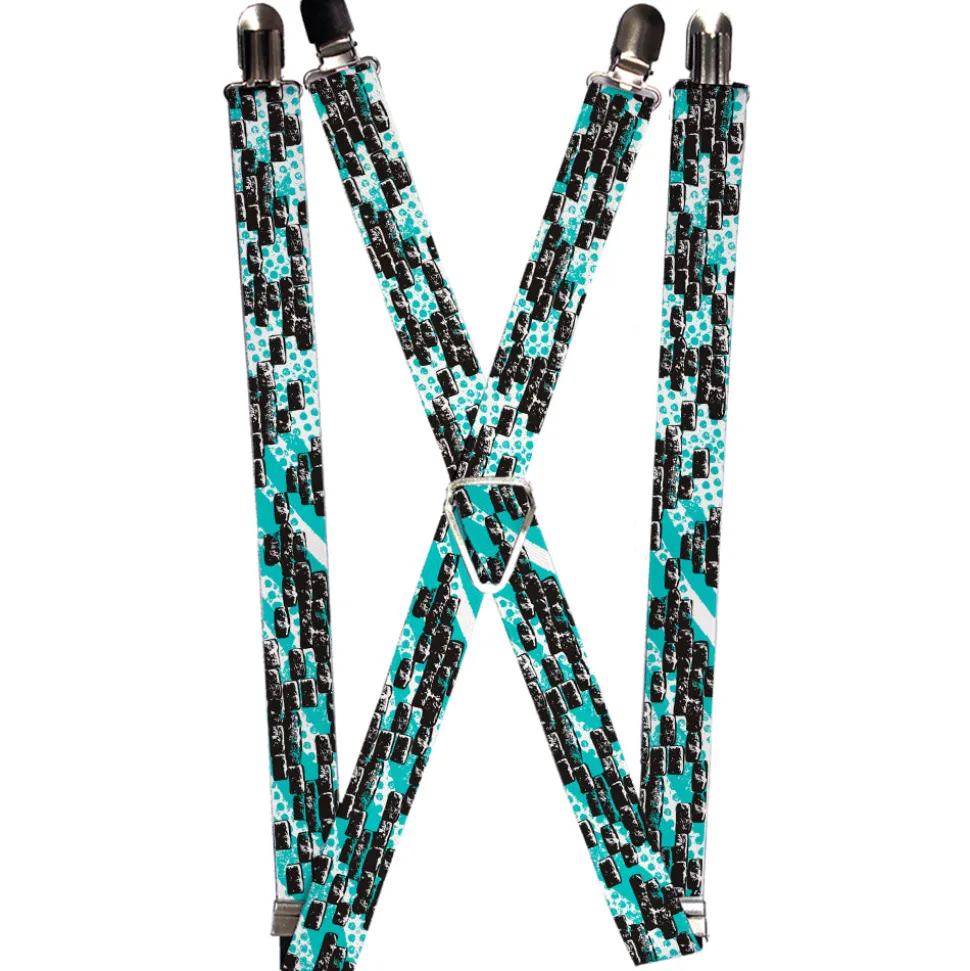 Suspenders - 1.0" - Grunge Bricks Green