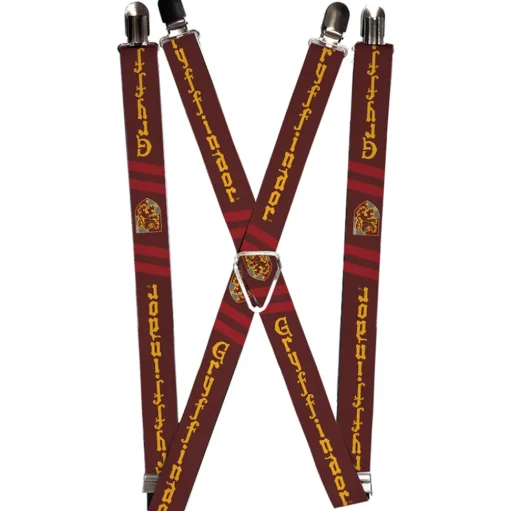 Suspenders - 1.0" - GRYFFINDOR Badge 2-Stripe Burgundy Reds Gold