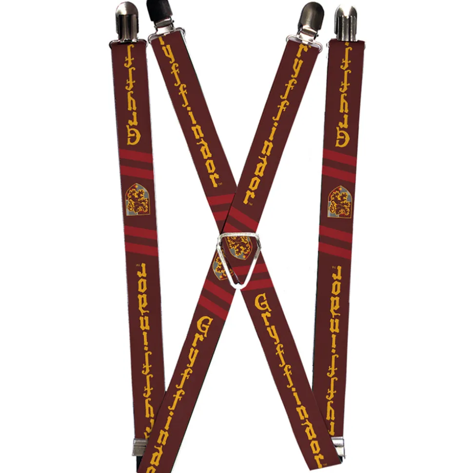 Suspenders - 1.0" - GRYFFINDOR Badge 2-Stripe Burgundy Reds Gold