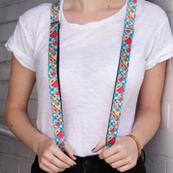 Suspenders - 1.0" - Happy Cupcakes Buffalo Plaid White/Blue