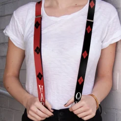 Suspenders - 1.0" - HARLEY Diamonds Red Black White + QUINN Diamonds Black Red White