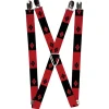 Suspenders - 1.0" - Harley Quinn Diamond Blocks2 Red Black Black Red