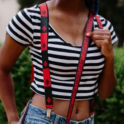 Suspenders - 1.0" - Harley Quinn Diamond Blocks2 Red Black Black Red