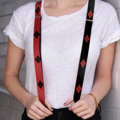 Suspenders - 1.0" - Harley Quinn Diamonds Red Black + Black Red