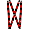 Suspenders - 1.0" - Harley Quin Standing Pose Diamonds Black Red