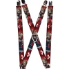 Suspenders - 1.0" - Harley Quinn 2-Arkham Knight Poses Diamonds Reds White