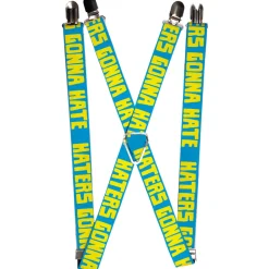 Suspenders - 1.0" - HATERS GONNA HATE Turquoise/Yellow