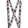 Suspenders - 1.0" - Heart & Cross Bones w/Skulls & Splatter Black/White