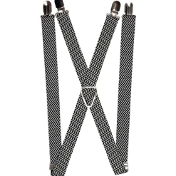 Suspenders - 1.0" - Herringbone Jagged Black/White