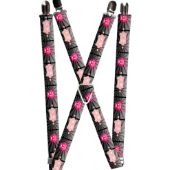 Suspenders - 1.0" - Hot Beat Bot Pink