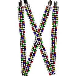Suspenders - 1.0" - Houndstooth Black/White/Multi Neon