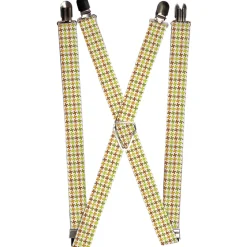 Suspenders - 1.0" - Houndstooth White/Green/Brown