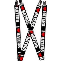 Suspenders - 1.0" - I "Heart" HATERS Black/White/Red