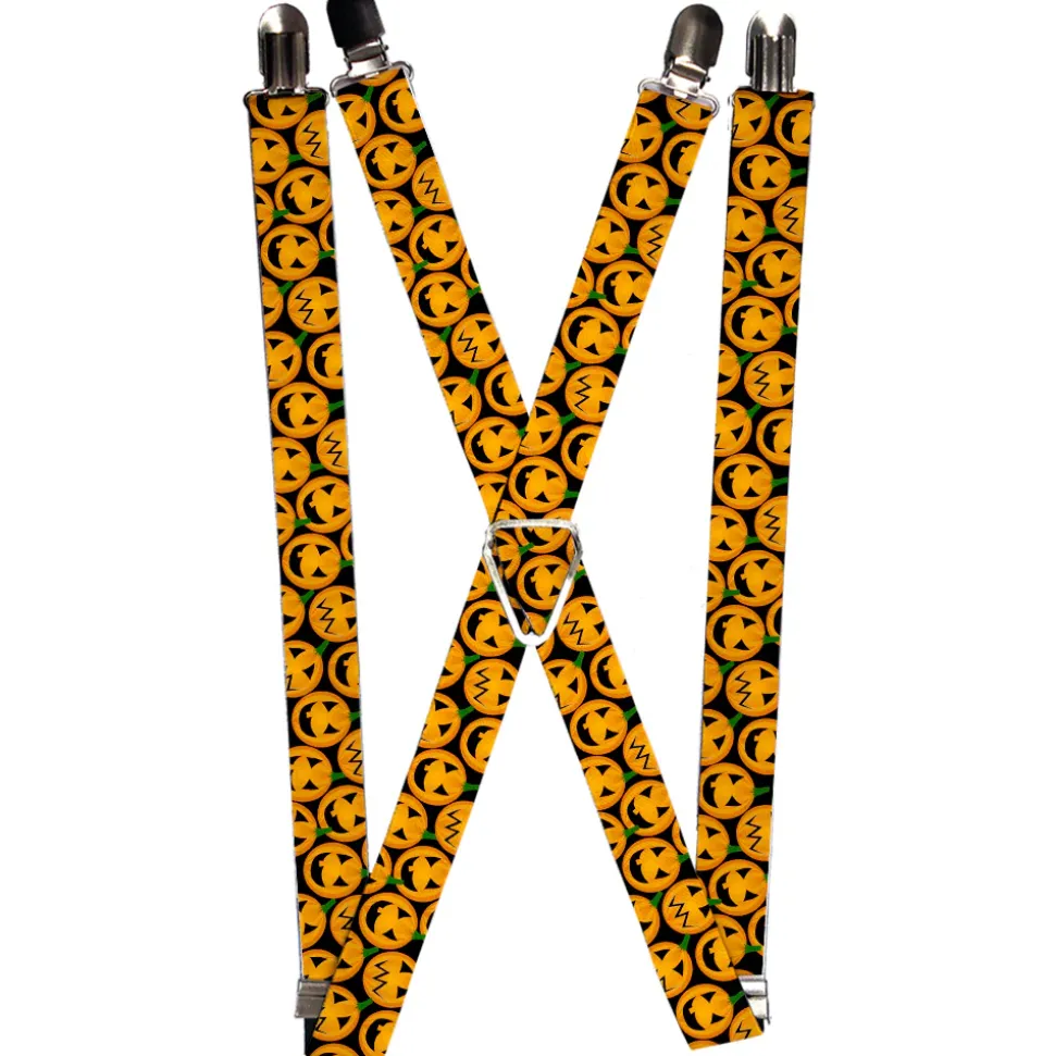 Suspenders - 1.0" - Jack-o'-Lantern Collage Black