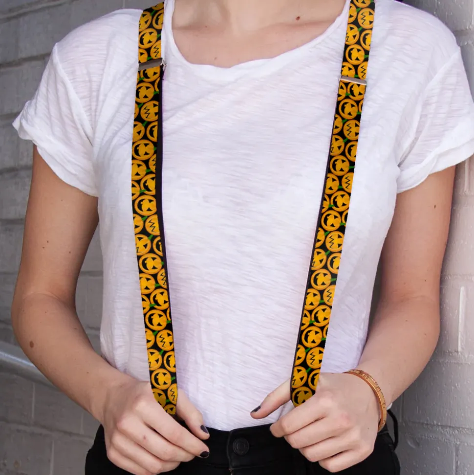 Suspenders - 1.0" - Jack-o'-Lantern Collage Black