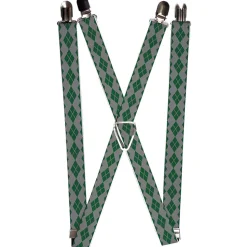 Suspenders - 1.0" - Joker Diamonds Gray Green