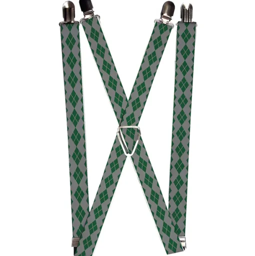 Suspenders - 1.0" - Joker Diamonds Gray Green