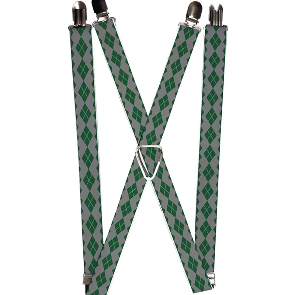 Suspenders - 1.0" - Joker Diamonds Gray Green