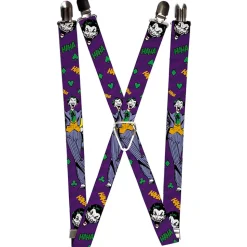 Suspenders - 1.0" - Joker Face Pose Elements Collage Purple Green Yellow
