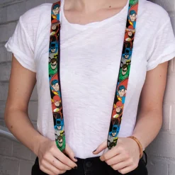 Suspenders - 1.0" - Justice League Superheroes CLOSE-UP New
