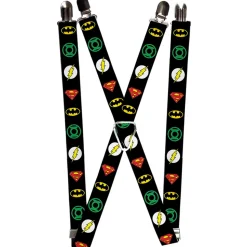 Suspenders - 1.0" - Justice League Superhero Logos