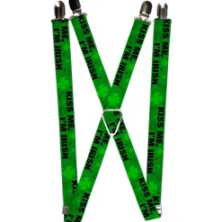 Suspenders - 1.0" - KISS ME, I'M IRISH! Clovers/Kisses Greens/Black