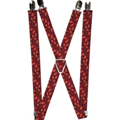 Suspenders - 1.0" - Leaves Swirl Navy/Burgundy