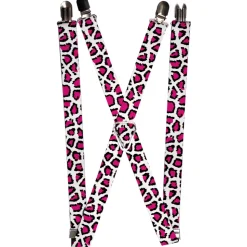 Suspenders - 1.0" - Leopard White/Fuchsia