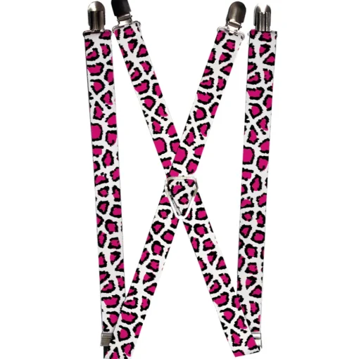 Suspenders - 1.0" - Leopard White/Fuchsia
