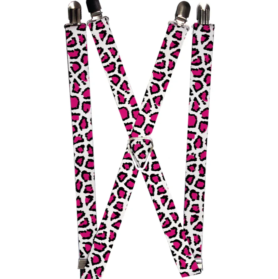 Suspenders - 1.0" - Leopard White/Fuchsia