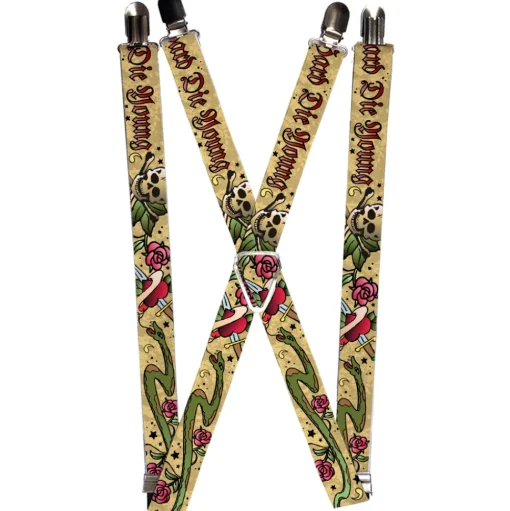 Suspenders - 1.0" - Live Hard Die Young Tan