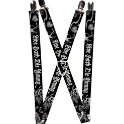 Suspenders - 1.0" - Live Hard Die Young Black/White