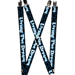 Suspenders - 1.0" - LIVING THE DREAM/Clouds Black/Blue/White