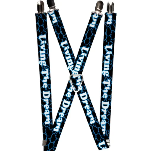 Suspenders - 1.0" - LIVING THE DREAM/Clouds Black/Blue/White