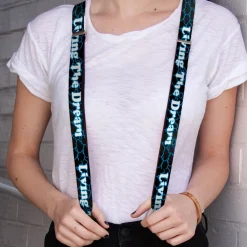 Suspenders - 1.0" - LIVING THE DREAM/Clouds Black/Blue/White