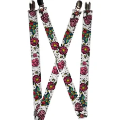 Suspenders - 1.0" - Love Kills CLOSE-UP White