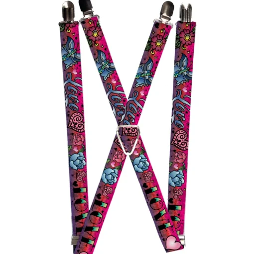 Suspenders - 1.0" - Love Love Pink