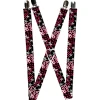 Suspenders - 1.0" - Love Me w/Sketch Stars & Checkers Black/Fuchsia/White