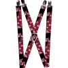 Suspenders - 1.0" - Love Me w/Sketch Stars & Stripes Black/Fuchsia/White