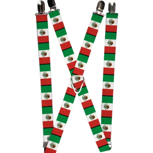 Suspenders - 1.0" - Mexico Flags