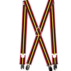Suspenders - 1.0" - Mickey Mouse Stripes Head Silhouette Red Black Yellow White