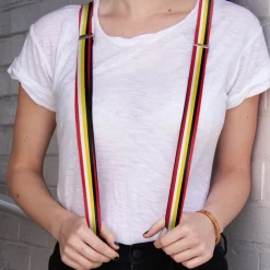 Suspenders - 1.0" - Mickey Mouse Stripes Red Black Yellow White
