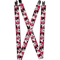 Suspenders - 1.0" - Mickey Mouse Expressions Red Black White