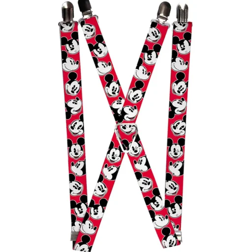 Suspenders - 1.0" - Mickey Mouse Expressions Red Black White