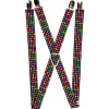 Suspenders - 1.0" - Mini Hearts Black/Multi Neon